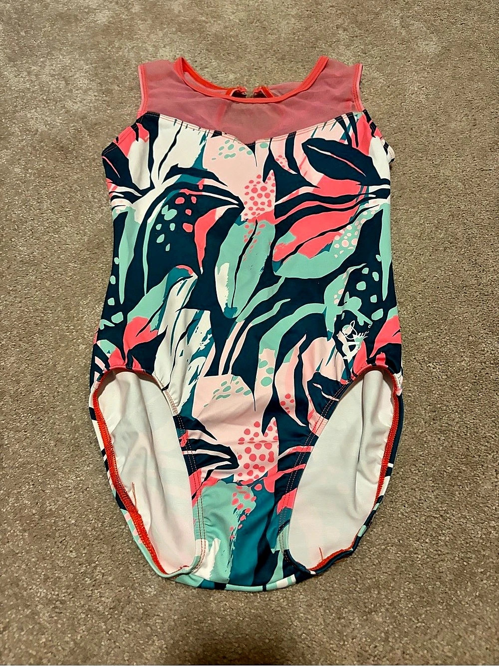 GK Elite Tropical Dreams Tank Leotard Green & Pink